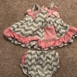 Pink and gray chevron swing top, bloomers